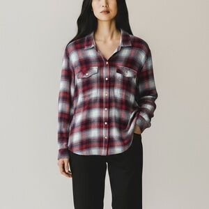 Gap x Pendleton Red and White Plaid Rayon Flannel Button-Up Shirt Preppy Cabin L